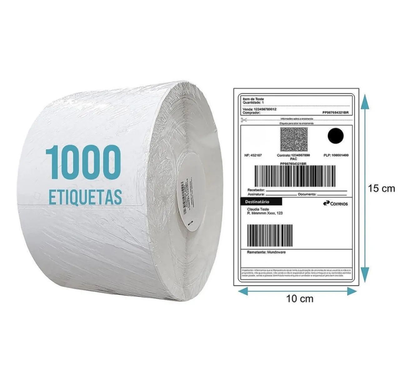 5000 etiquetas 10x15 térmicas em 5 rolos 