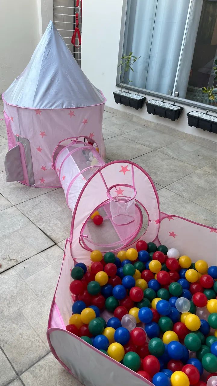 Barraca Infantil Rosa com Túnel + 200 bolinhas - Foto 2