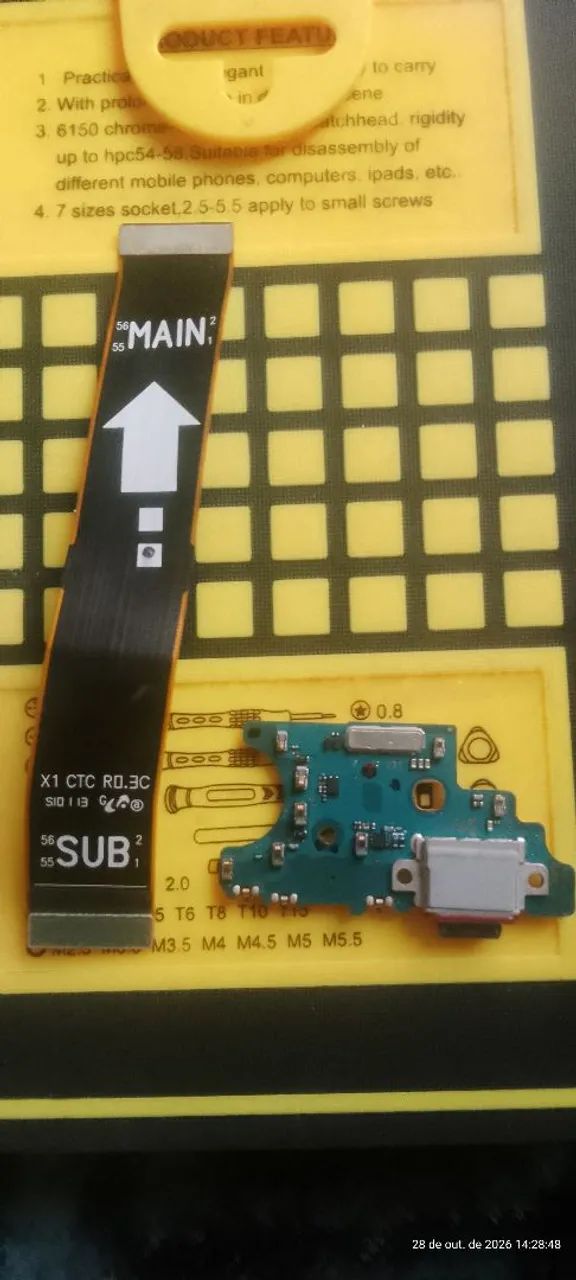 Sub placa e o cabo flat do Galaxy s20