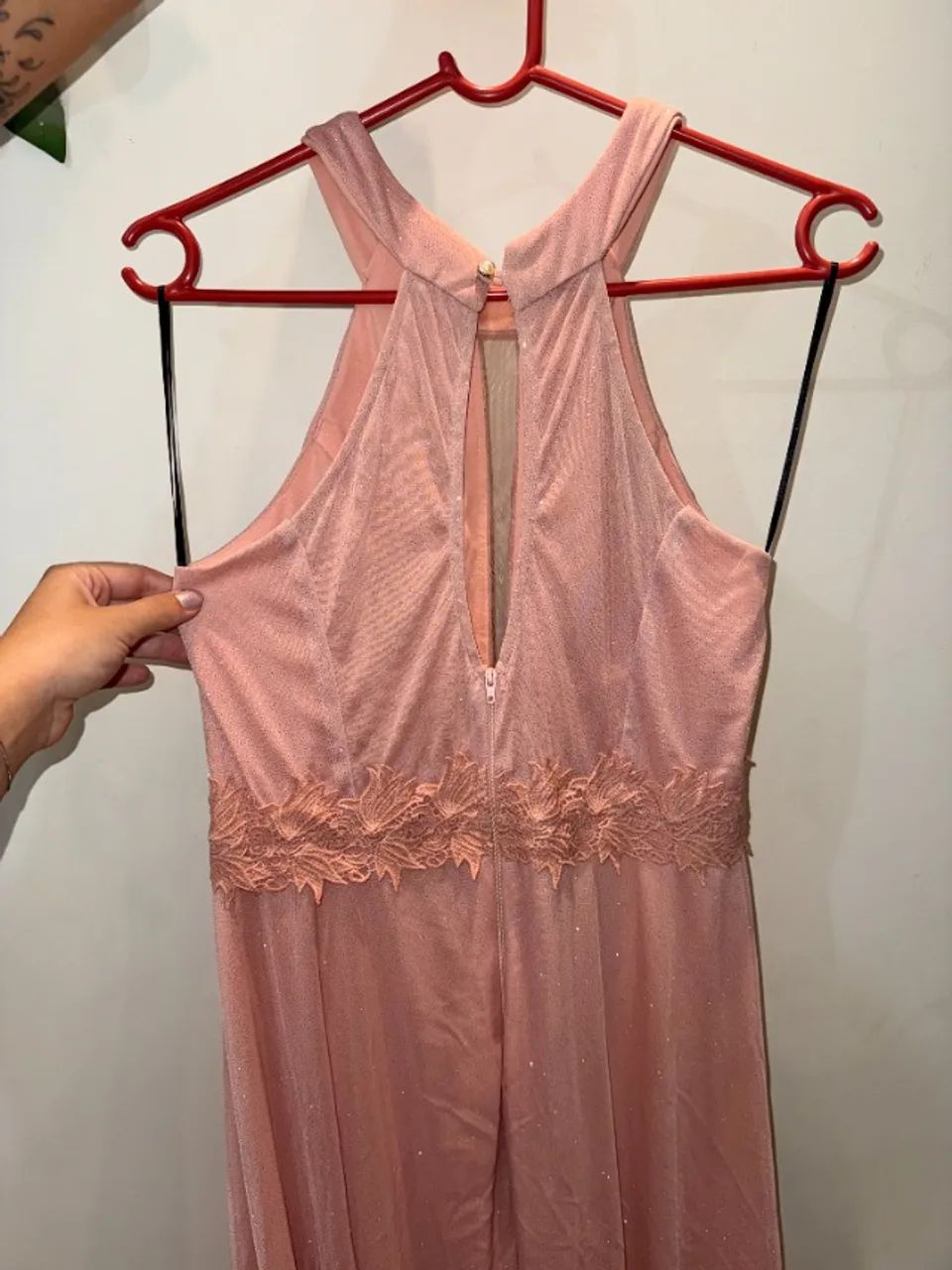 Vestido longo Rose de festa - renda e tule com brilho - Foto 3