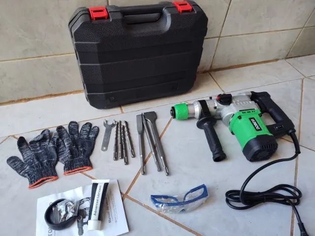 Martelo Elétrico 3 em 1 |Drill/Hammer/Chisel Modes+ Troca Rápida + Anti-Poeira & Absorção  - Foto 6