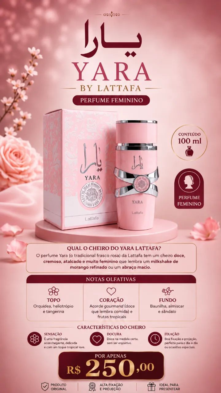 PERFUME ÁRABE YARA LATTAFA ORIGINAL