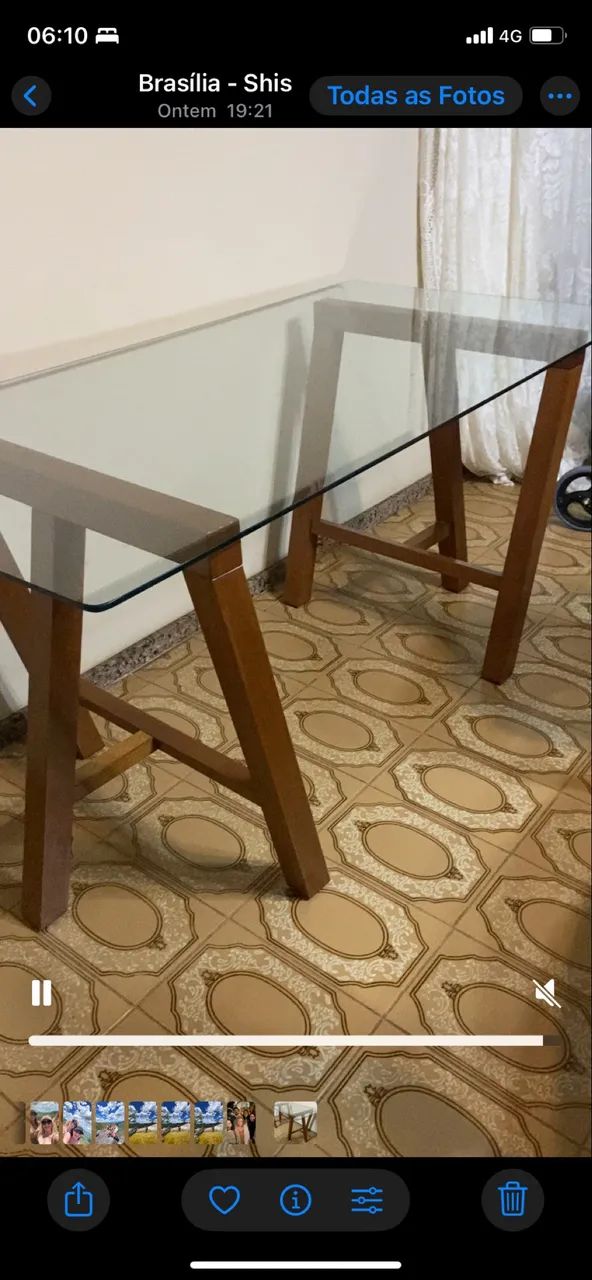 Tok Stok Table with Trestle Base and Glass Top