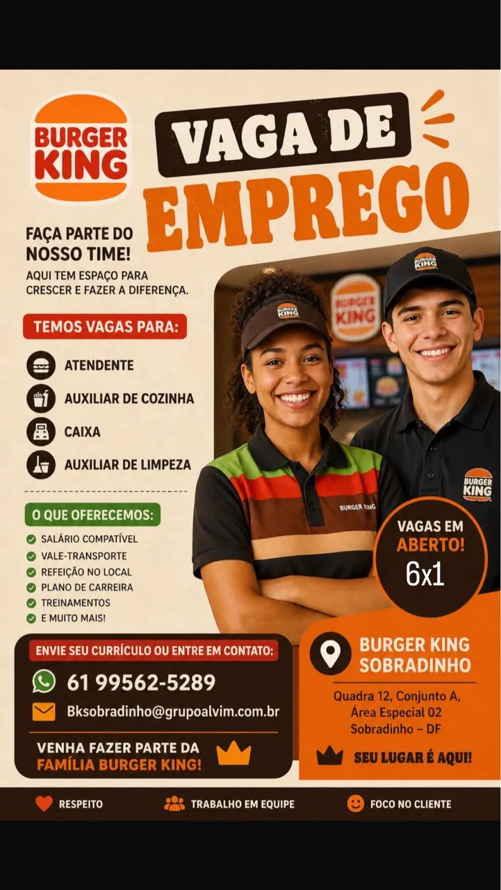 Atendente no Burger King de Sobradinho 6x1
