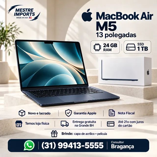 Apple MacBook Air M5 13 Polegadas 24GB 1TB Nota Fiscal