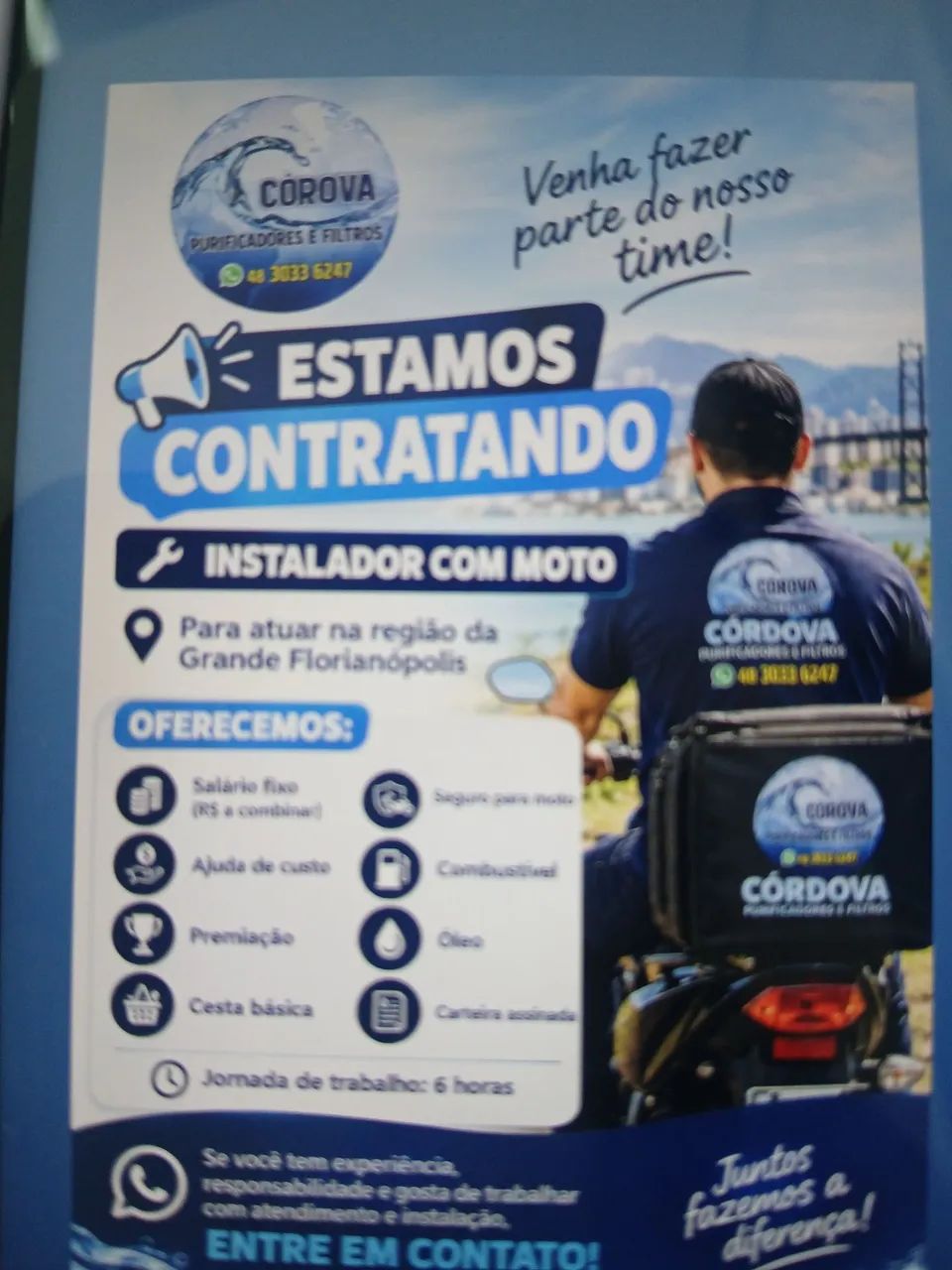 Instalador com moto 