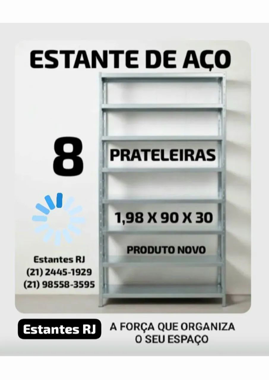 Estante de Aço c/ 8 Prateleiras (Nova)