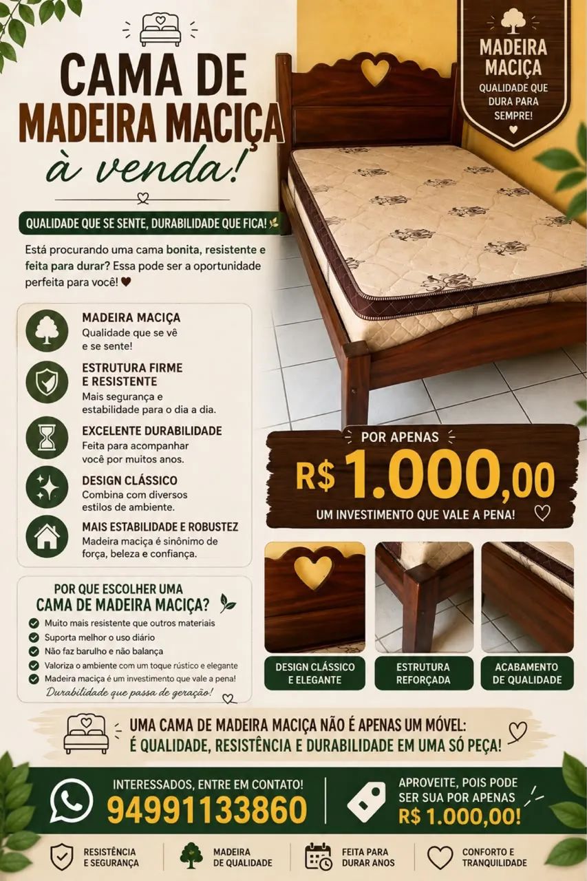 Cama de madeira a venda 