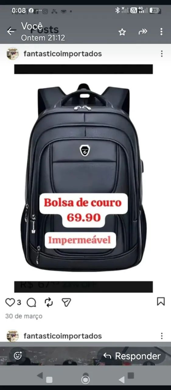 Bolsa de couro impermeável fortíssima 