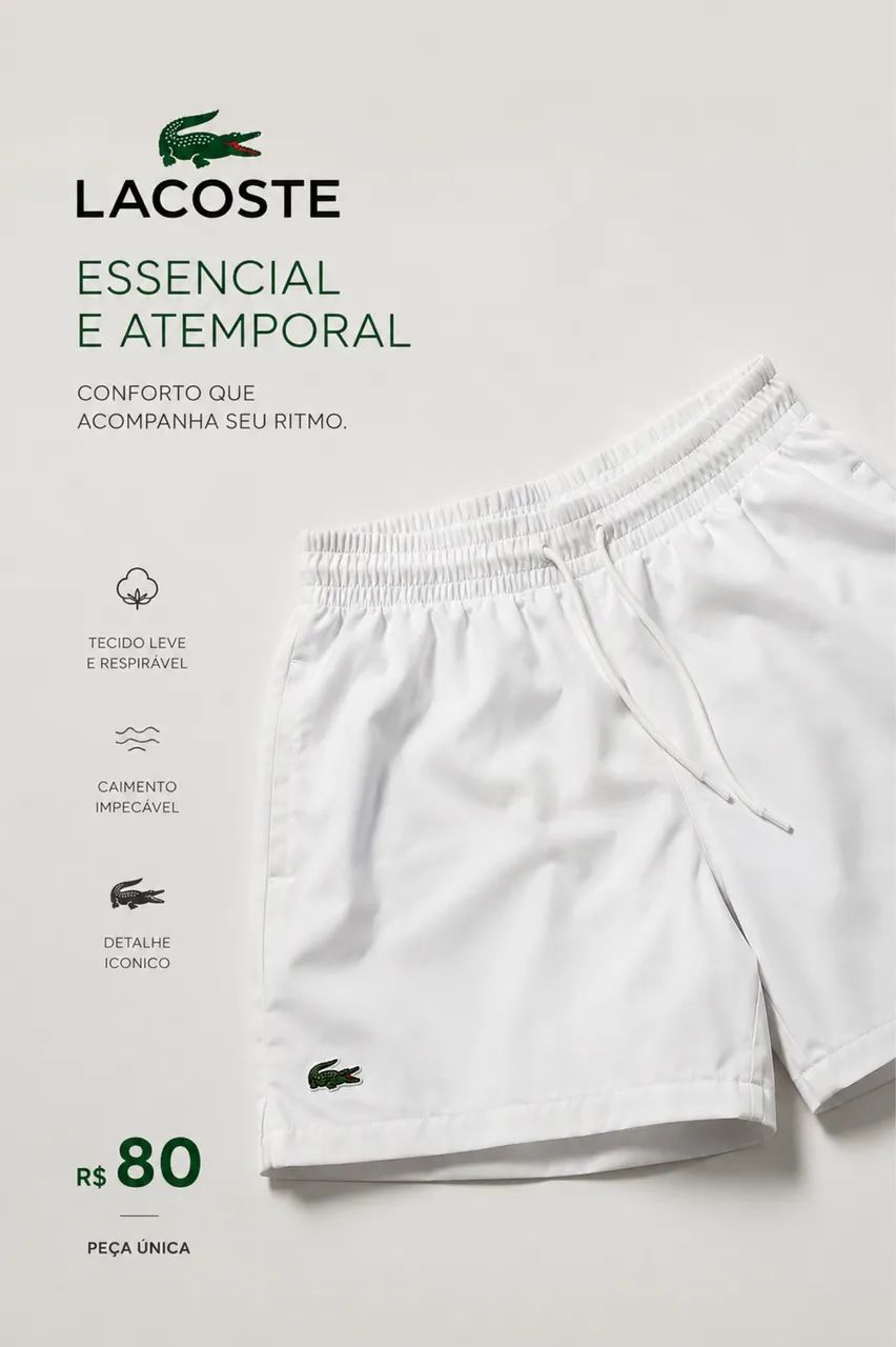 SHORT TACTEL BRANCO M - LACOSTE