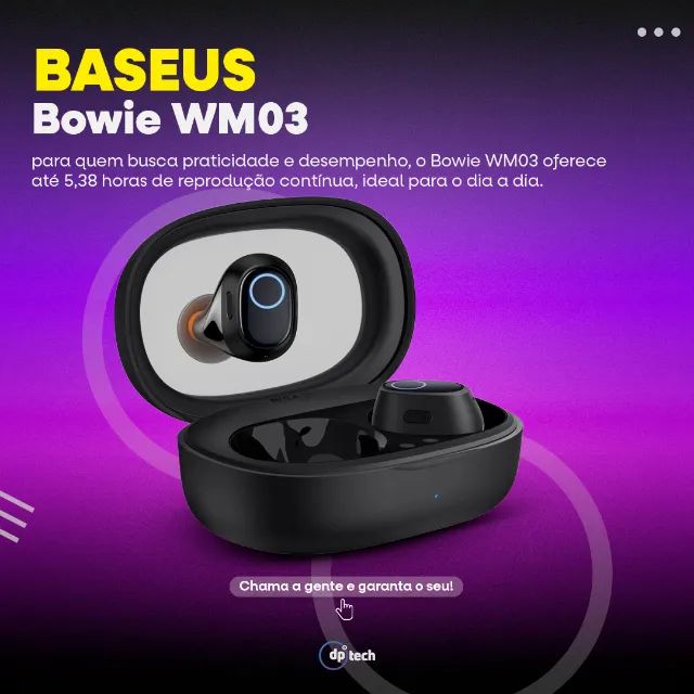 Fone Sem Fio Bluetooth Baseus Bowie WM03 -Entrega Grátis-