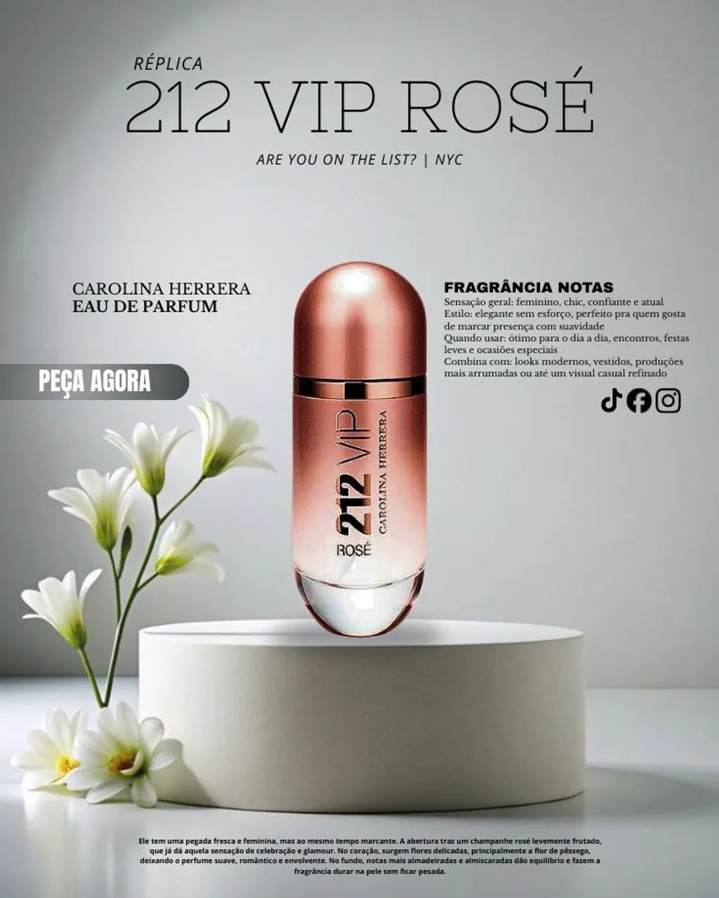 Perfume feminino 212 vip Rosé 