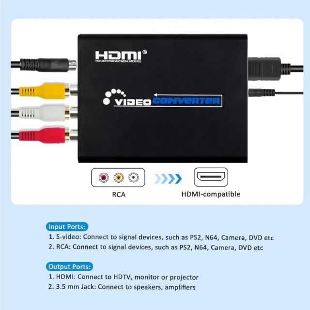 Conversor De Video Composto Av 3 Rca S-video Hdmi  - Foto 3