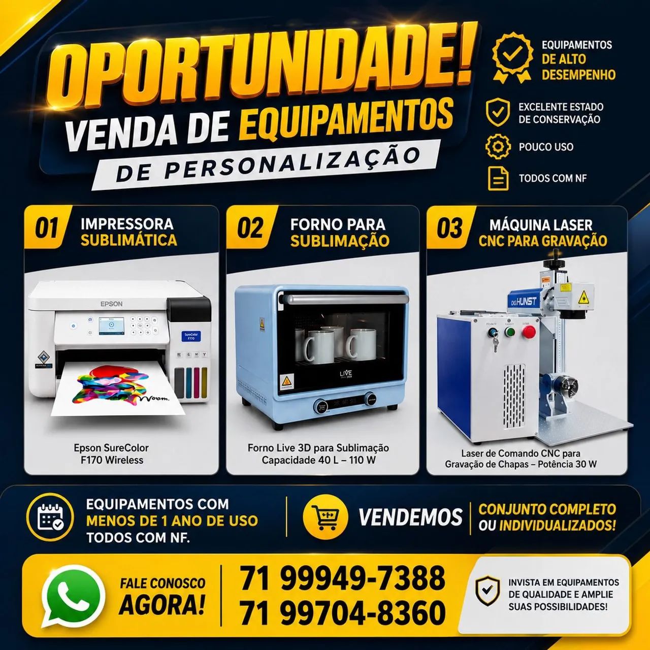 Equipamentos Sublimação e Gravação a Laser