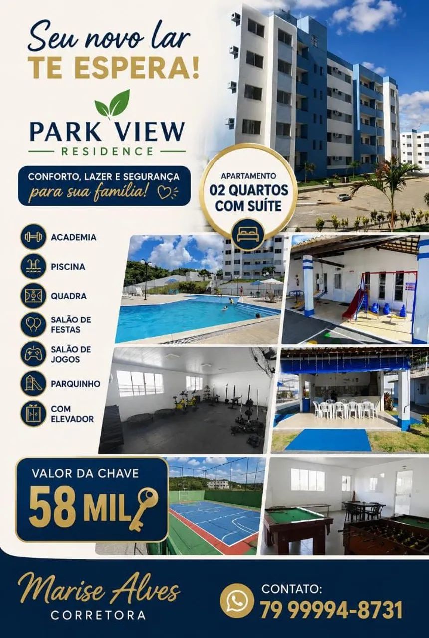 Apartamento no Park View com 2/4 quantos com  suite