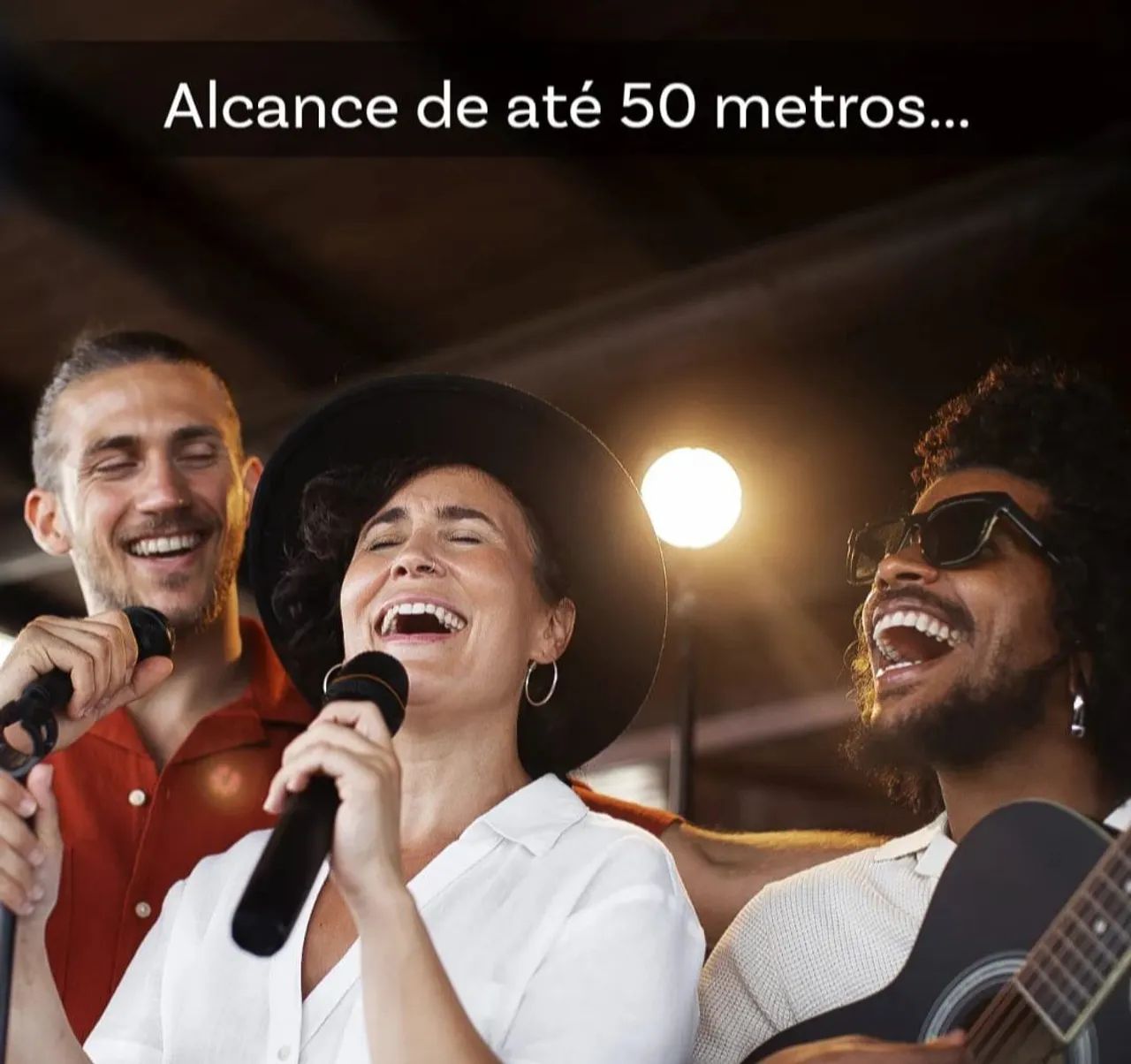 Microfone Dinâmico Uhf Sem Fio Duplo De Mão Karaokê - Foto 5