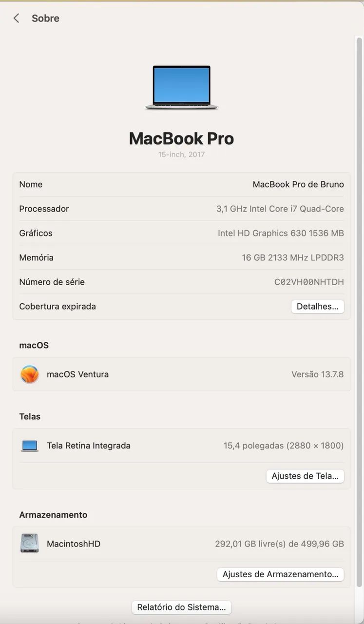 MacBook A1707 - 15,4? - 500Gb - I7quad-core - Foto 3