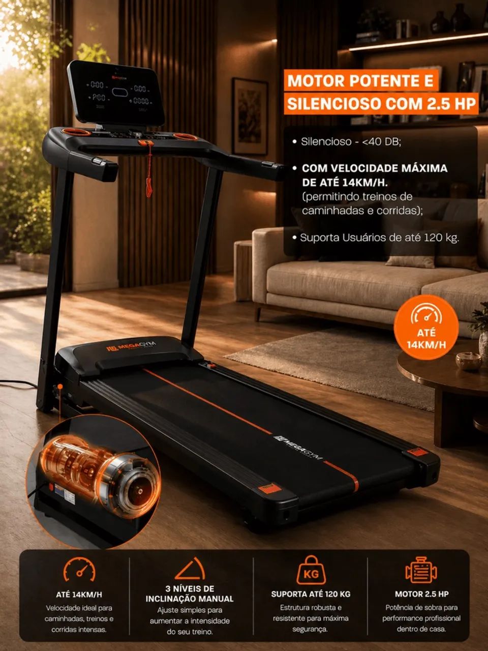 Esteira Smart Pace MegaGym - Foto 3