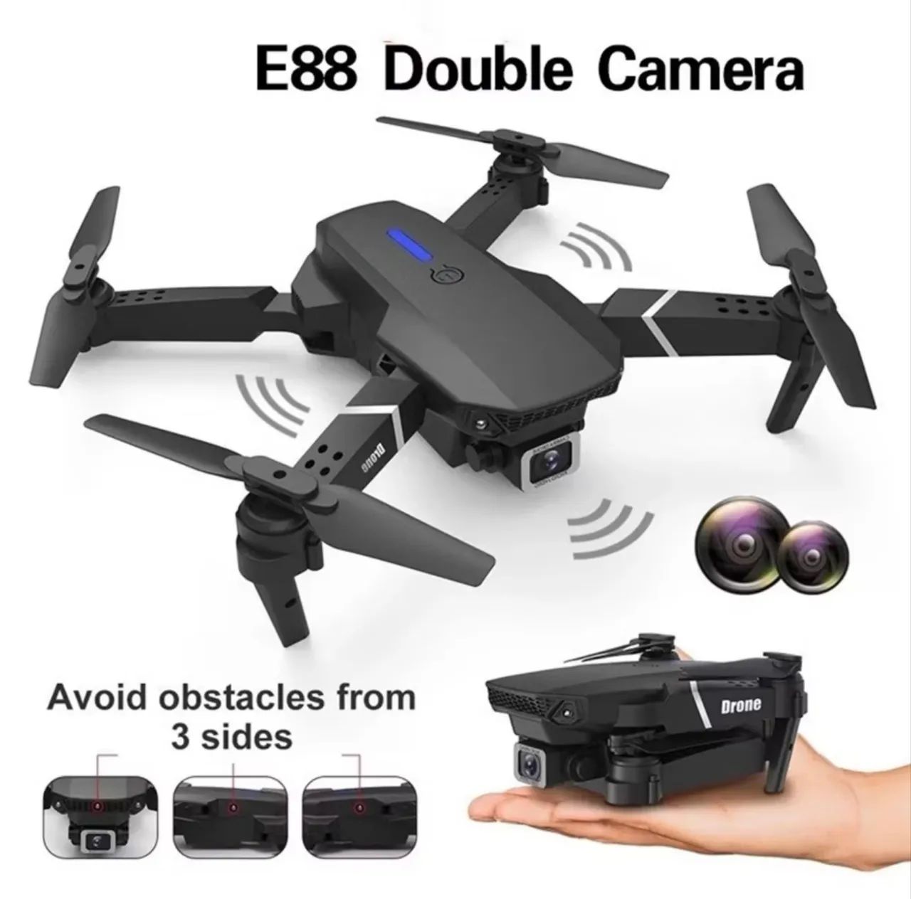 DLI Drone E88 HD com Câmera Dupla WiFi FPV  - Foto 4