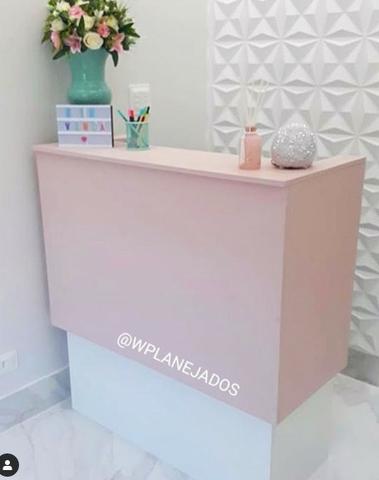 Balcão Rosa Rose - para recepção com LED - Foto 2