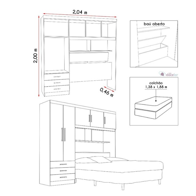 Quarto roupeiro modulado casal com cabeceira baú  - Foto 2