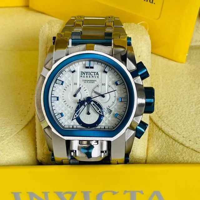 Relógio INVICTA RESERVE MAGNUM PRATA C/ DATALHES AZUIS - Foto 5