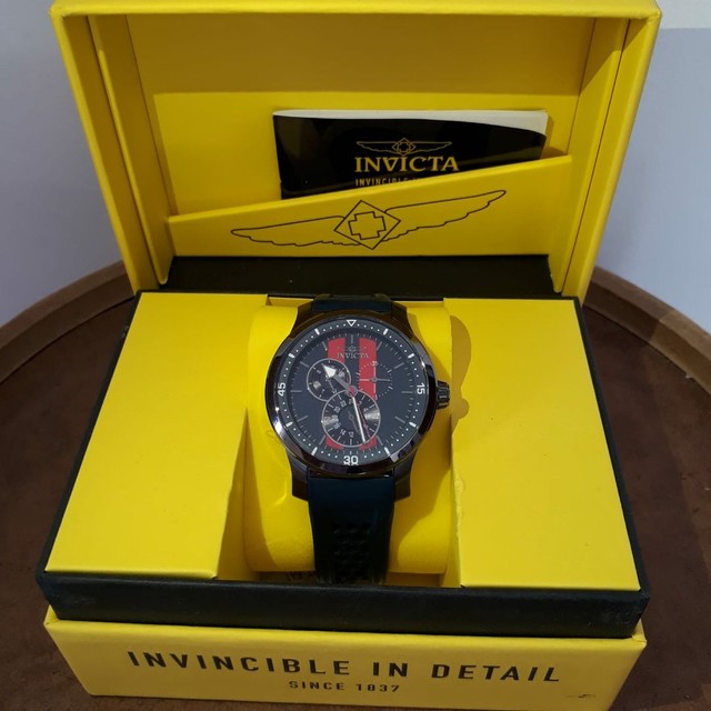 Invicta Men´s Watch S1 Rally Yellow Gold Case Black Dial Rubber