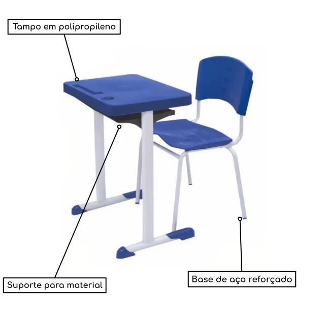 Kit Escolar Individual  - (Mesa e Cadeira) - adulto - Foto 3