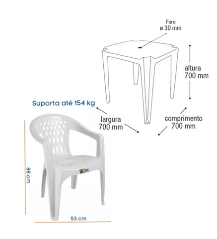 Mesa de Plastico com 4 cadeiras com Braço - Mega Oferta - Novo - Foto 2