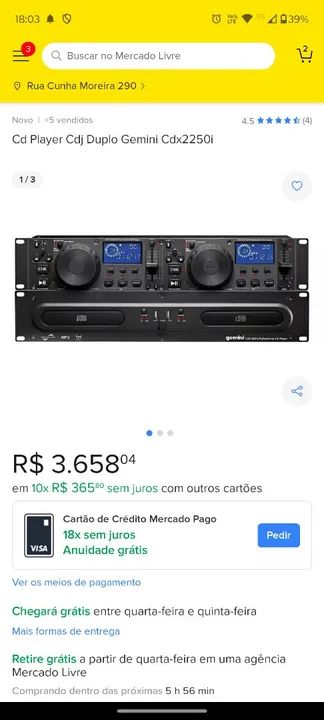 CD player duplo profissional Gemini CDX-2400 - Foto 4
