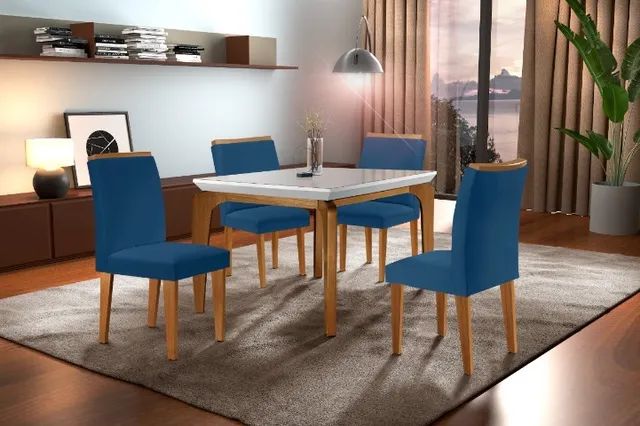 sala mesa jantar tampo de vidro 4 cadeiras - Foto 4
