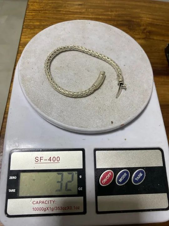 Pulseira de prata 950 com 32g, 23cm muito linda - Foto 2
