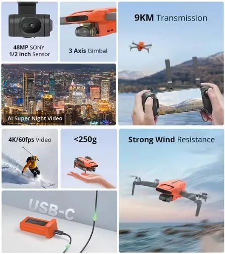 Drone FIMI Mini 3 + SD 128gb - imagem 4k - 9km - Novo na Caixa Lacrado  - Foto 3