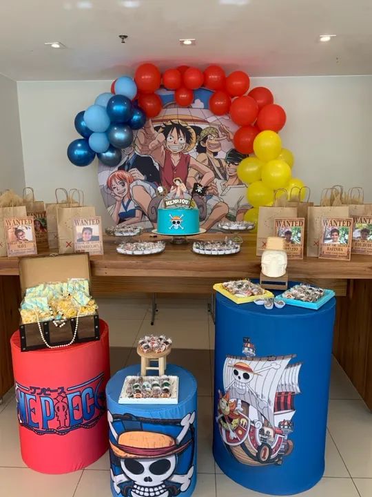 Painel e capas de Festa One Piece