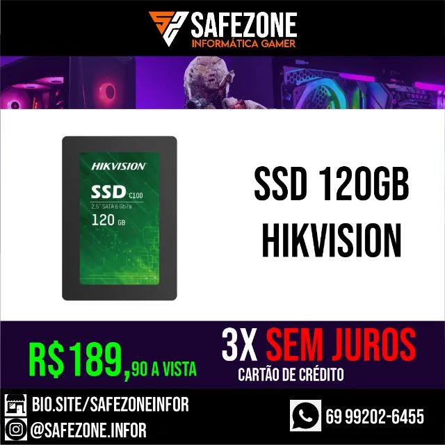 SSD SATA Hikvision 120GB - Velocidade e Eficiência para o Seu Sistema