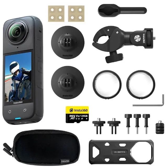 Câmera de Ação Insta360 X4 Motorcycle Bundle -Novos lacrados