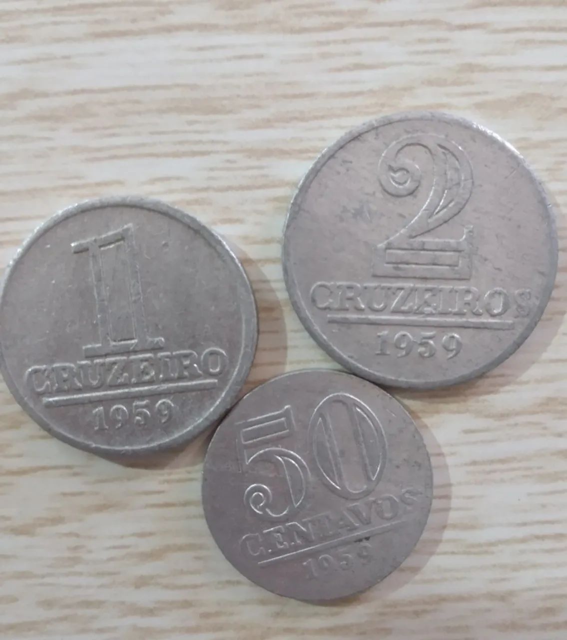 Moedas antigas brasileiras de Aluminio- 1, 2 Ceuzeiros e 50 centavos de 1959 - Foto 5
