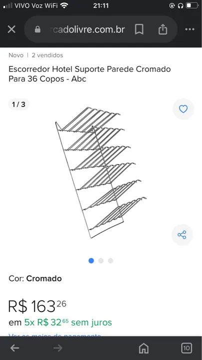 Escorredor de copos cromado 