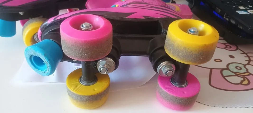 Patins Infantil Feminino 4 Rodas Roller 32 Luna Rosa  - Foto 2