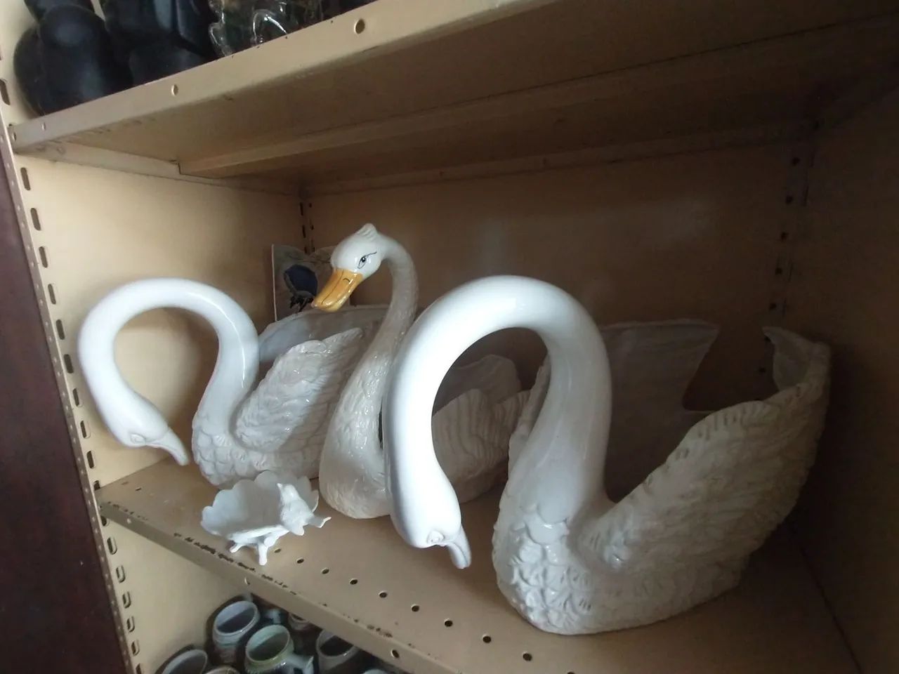 Cisnes Centro de Mesa Louça Antigos  - Foto 4