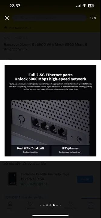 Roteador Xiaomi Be6500 Wi-fi Mesh 6500 Mbps 6 Antenas Wifi 7 - Foto 6