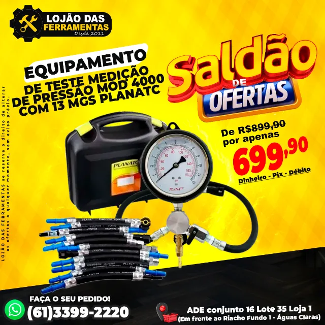 Equipamento de Teste Medição de Pressão Mod 4000 Com 13 Mgs Planatc