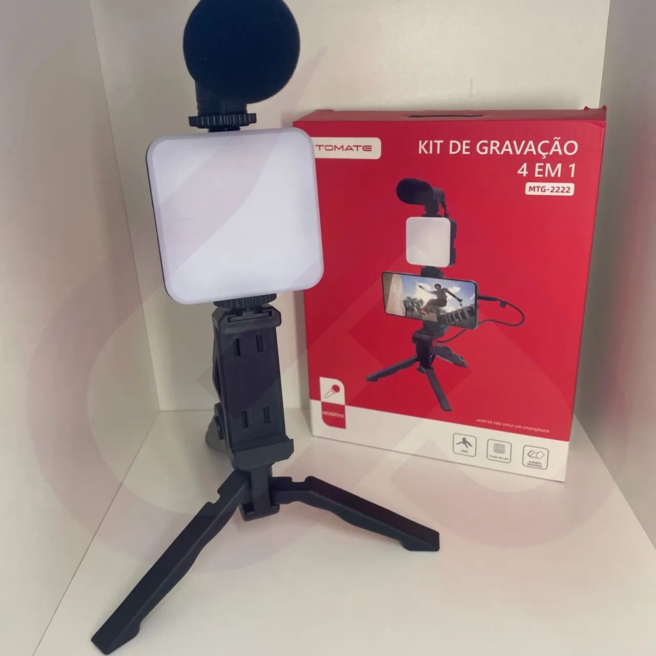 Kit Gravação 4 em 1 para Celular - Iluminação, Microfone, Tripé - Foto 3
