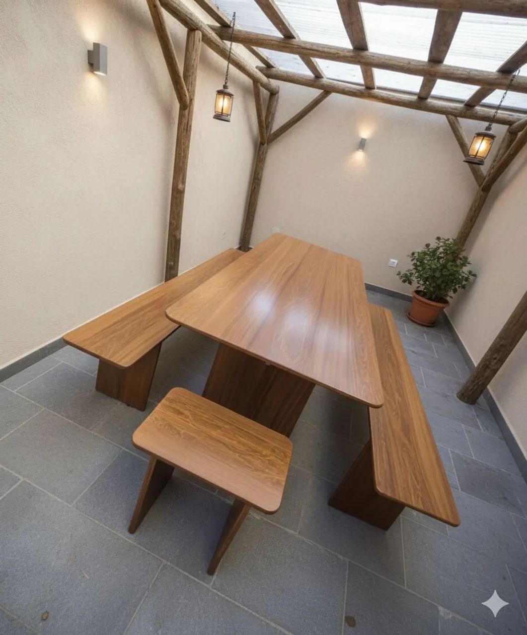 Mesa pedra de ardósia pintada e envernizada 