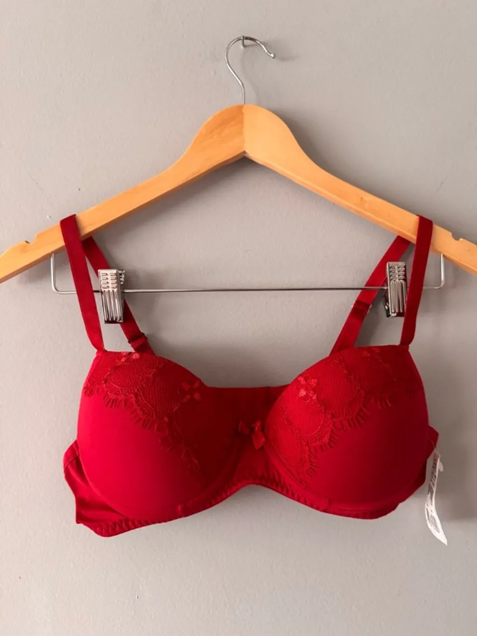 sutiã thais ferreira vermelho com renda tam 44