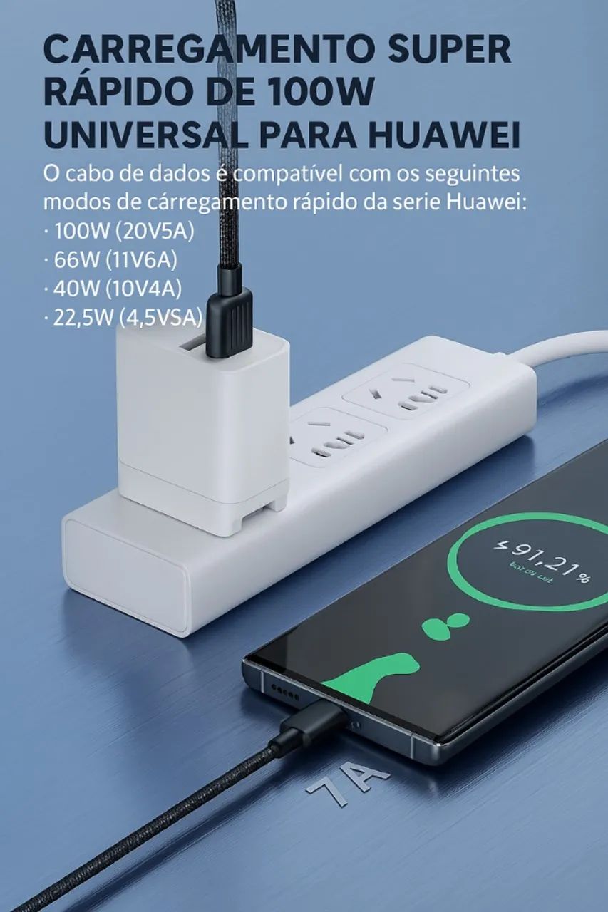 Cabo USB-C 100W 7A - 3 Metros! - Foto 3