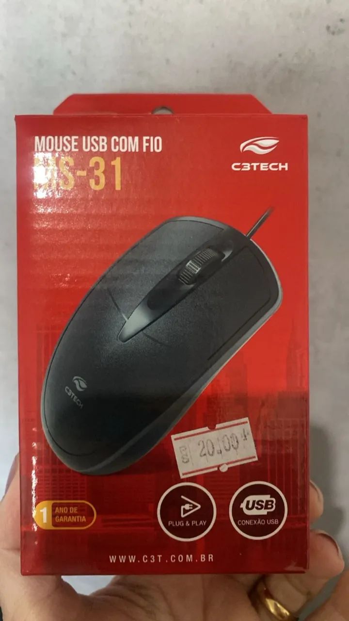 Mouse USB MS-31BK Preto C3Tech - Loja Coimbra Computadores Entregamos - Foto 3
