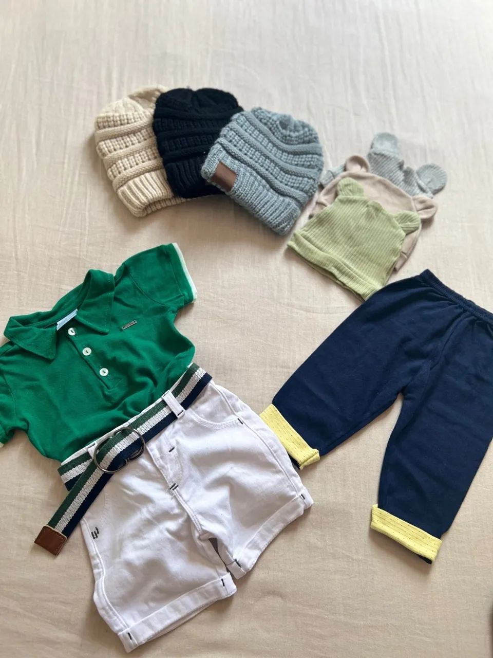 Conjunto de Roupas para Bebê - Verde, Branco e Azul