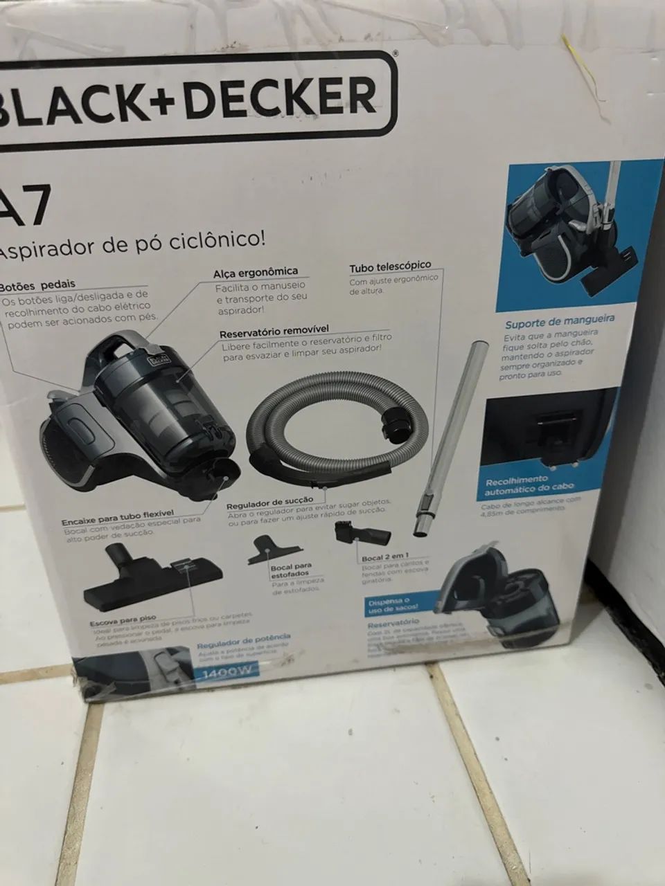 Aspirador de Pó Ciclônico Black+Decker A7 1400W