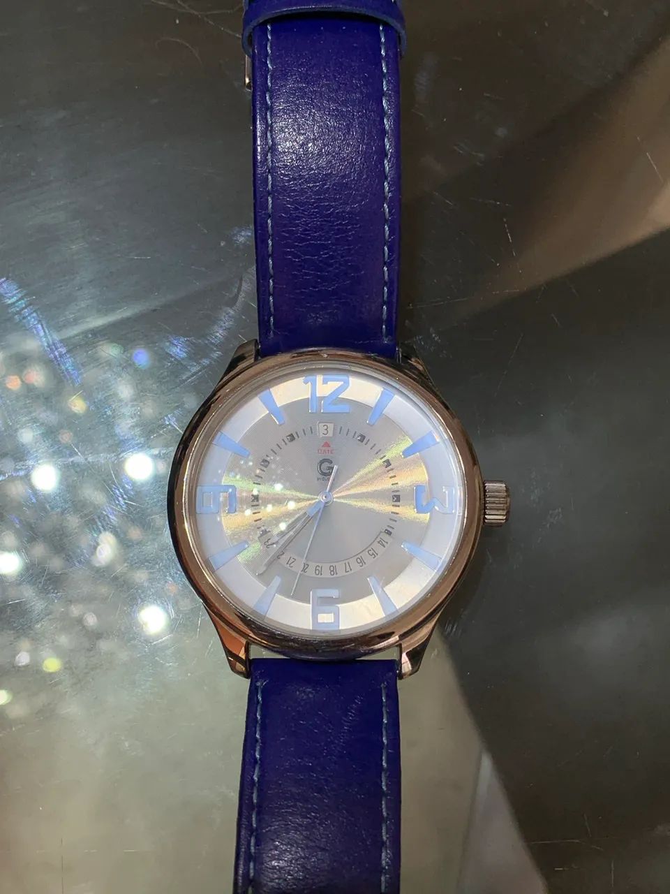 Relógio Guess Aço Inoxidável resistente à água pulseira azul 